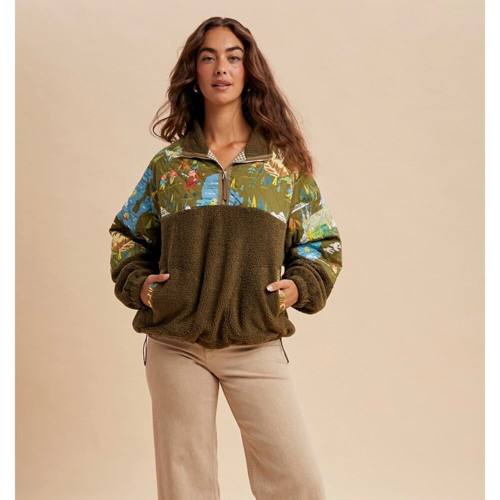 In Loom Quilted Half-zip Sherpa Sweater, Small